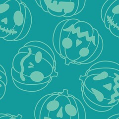 Autumn cartoon line art seamless pumpkins pattern for clothes print and wrapping and notebooks and kids