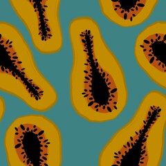 Summer cartoon seamless papaya pattern for clothes print and wrapping and kids fabrics and and kitchen