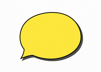 A blank empty speech bubble (cute comic strip style). Yellow body, black border, gray shadow.
