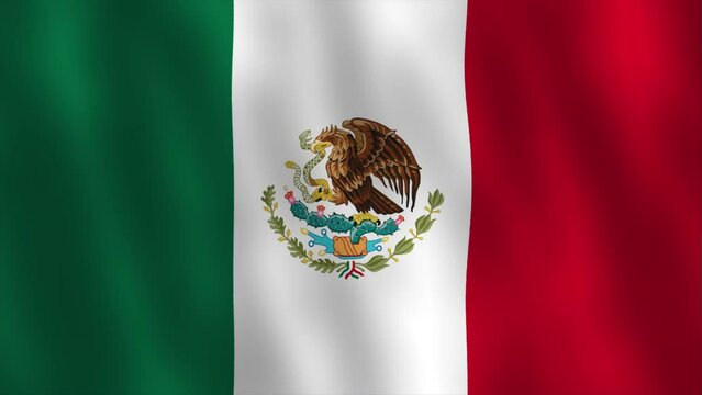 Mexico flag waving video animation. Seamless loop. 4K footage