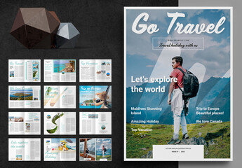 Travel Magazine Layout with Turquoise Accents