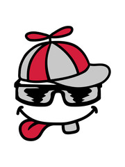 Comic Gesicht Propellermütze Windrad 