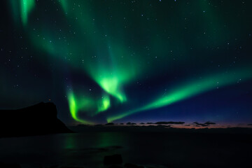 Aurora Borealis on Sky in Lofoten islands, Norway