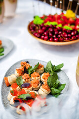 catering food and drinks on the table