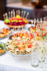 catering food and drinks on the table