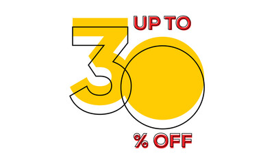 discount upto 30 percent off sale vector, 30 percent off typography vector illustration