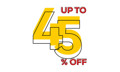 discount upto 45 percent off sale vector, 45 percent off typography vector illustration