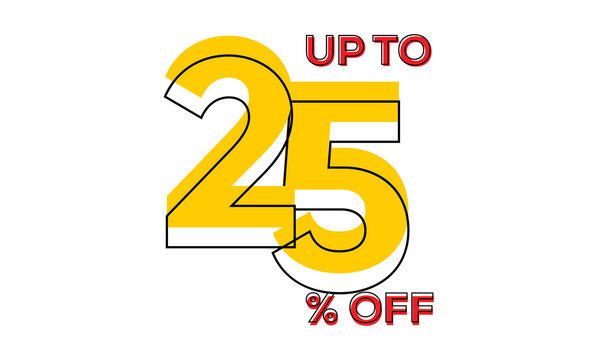 discount upto 25 percent off sale vector, 25 percent off typography vector illustration