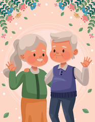 old lovers couple and flowers