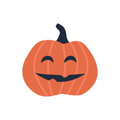 Pumpkin on white background. The Happy Halloween holiday. Orange pumpkin with scary smile.