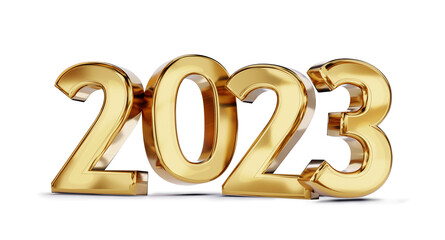 2023 golden bold letters symbol on transparent 3d-illustration