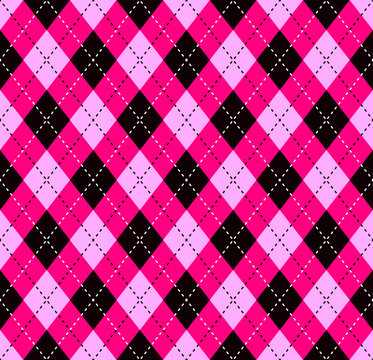 Diamond argyle pink black white seamless swatch pattern and global colors