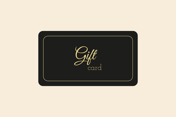 Gift card with twinkling stars and sparkling elements on back background. Vector template for invite design, shopping card (loyalty card), lux voucher or gift coupon
