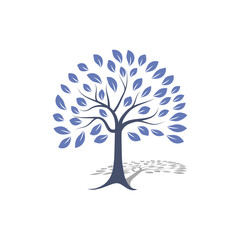 Blue tree as logo design. Illustration of a tree as a logo design on a white background - 522345966