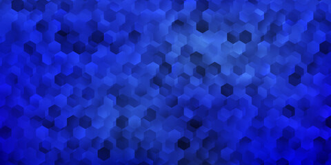 Dark blue vector layout with shapes of hexagons.