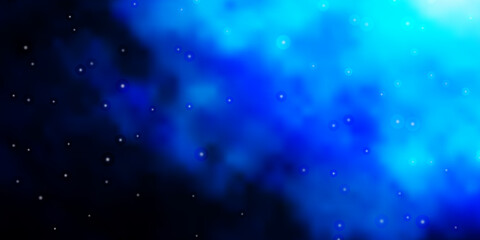 Dark BLUE vector background with small and big stars.