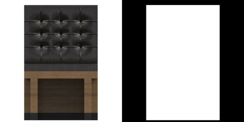 3D rendering illustration of a single seat diner booth banquette