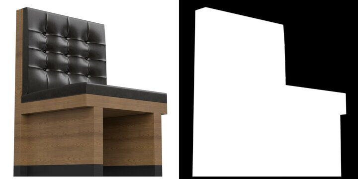 3D rendering illustration of a single seat diner booth banquette