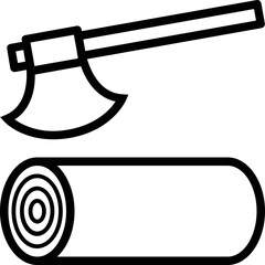 Wood logging or lumber harvesting line art vector icon for apps and games