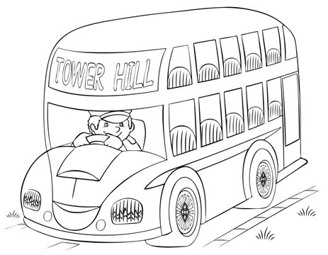 Cartoon London bus for coloring page.