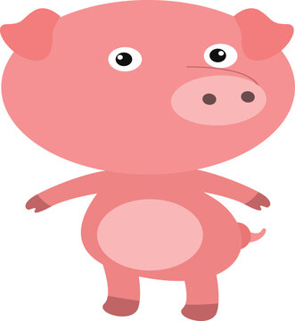 Adorable cute pink pig farm animals, good for illustration, graphic design, vector, character, cartoon, icon, symbol