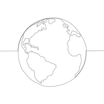Continuous one line drawing of earth