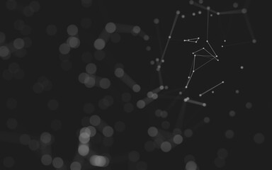 Abstract background. Molecules technology with polygonal shapes, connecting dots and lines. Connection structure. Big data visualization.