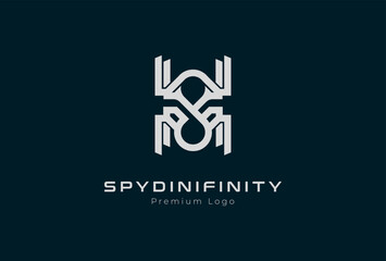 Spider technology Logo design, infinity icon with spider combination, usable for technology, brand and company logo, flat design logo template element