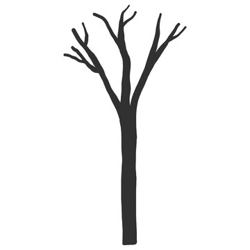 Hand drawn naked tree silhouette