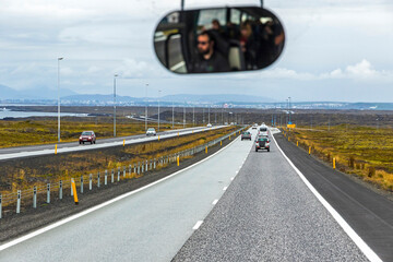 View of Route 41, known as Reykjanesbraut in Icelandic, highway and the main road in southwest Iceland, running along the northern shore of Reykjanes Peninsula from KeflavÃ­k Airport to Reykjavik