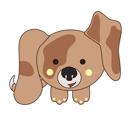 Puppy Pup Cute baby Dog Brown Little Dog Cartoon Kawaii  Flat Vector Isolated Illustration 