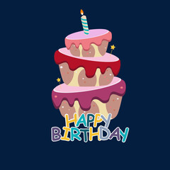 Birthday cake on flat design
