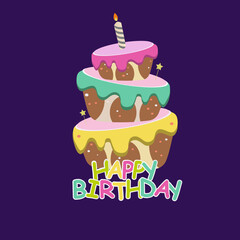 Birthday cake on flat design