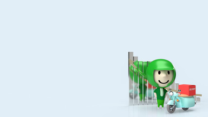 The driver and bike for delivery or transport concept 3d rendering