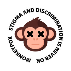 Monkeypox virus icon. Stigma and discriminations is never ok. New outbreak cases in Europe and USA.