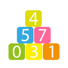 Children education toy cube number preschool flat. Toy developing fine motor skills teaches read count to fold learn figure joy education logo toy store website entertainment kid hobby school isolated