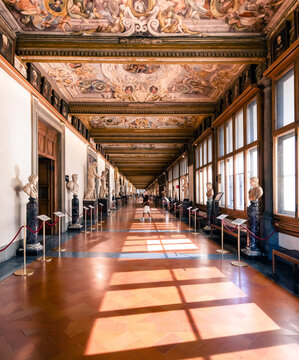 Florence, Italy: decorated  corridor of Uffizi gallery 
