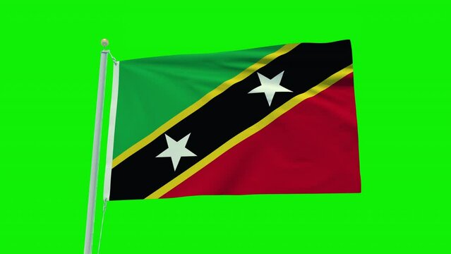 Seamless loop animation of the Saint Kitts And Nevis flag on a green screen background.