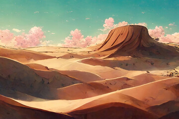 Naklejka na ściany i meble Beautiful desert landscape scene mountain