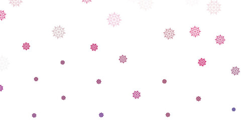 Light pink vector pattern with colored snowflakes.