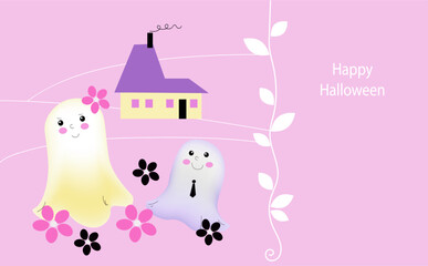 Vector Cute Halloween Set, poster, card wiih Witch ha and shoes, flat cartoon vector illustration.