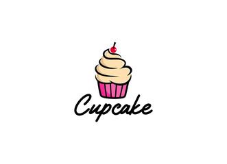 Delicious cupcake logo vector Template. Cupcake shop logo.