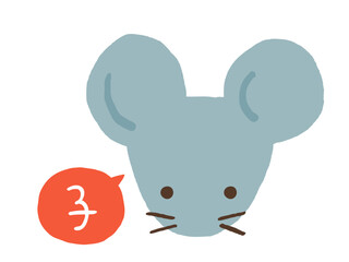 かわいい干支のネズミの顔と子の文字／手描き文字イラスト素材