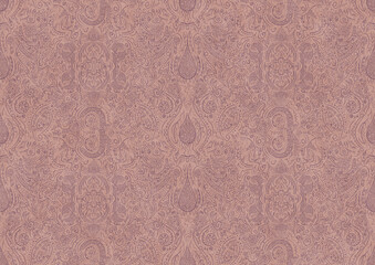 Hand-drawn abstract seamless ornament. Purple on a pale pink background. Paper texture. Digital artwork, A4. (pattern: p01b)
