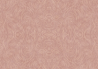 Hand-drawn abstract seamless ornament. Light semi transparent pale pink on a pale pink background. Paper texture. Digital artwork, A4. (pattern: p03a)
