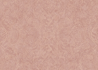 Hand-drawn abstract seamless ornament. Light semi transparent pale pink on a pale pink background. Paper texture. Digital artwork, A4. (pattern: p04a)