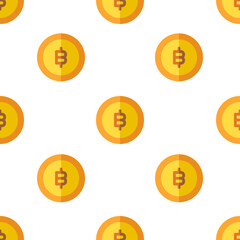 Single bitcoin pattern. bitcoin concept. flat trendy Vector seamless Pattern, background, wallpaper