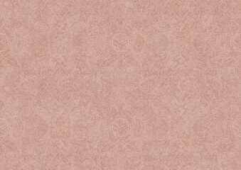 Hand-drawn abstract seamless ornament. Light semi transparent pale pink on a pale pink background. Paper texture. Digital artwork, A4. (pattern: p04b)