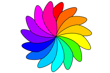 rainbow garden floral spinning flower pinwheel retro pattern swirl fabric design style fun background illustration backdrop