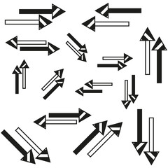 Set with straight arrows different sides. Vector illustration. stock image.